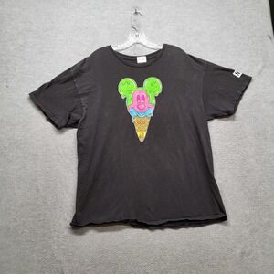Neff x Disney Men Shirt XL Black Graphic Print Ice Cream Mouse Tee Logo Short